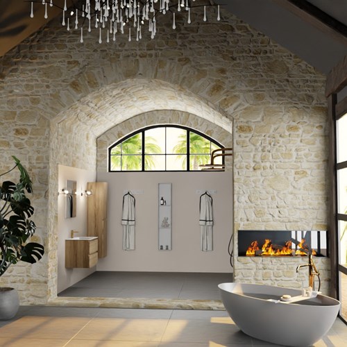 AIVY 60cm meubles de salle de bains Chai. Lavabo Talc Solid surface Centrée 1 trou pour robinetter.-2