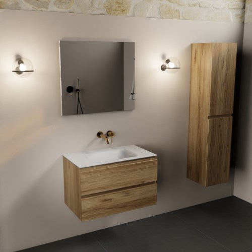 AIVY 80cm mobili da bagno Chai. Lavabo Talc Solid surface Centro senza foro per il rubinetto.-3