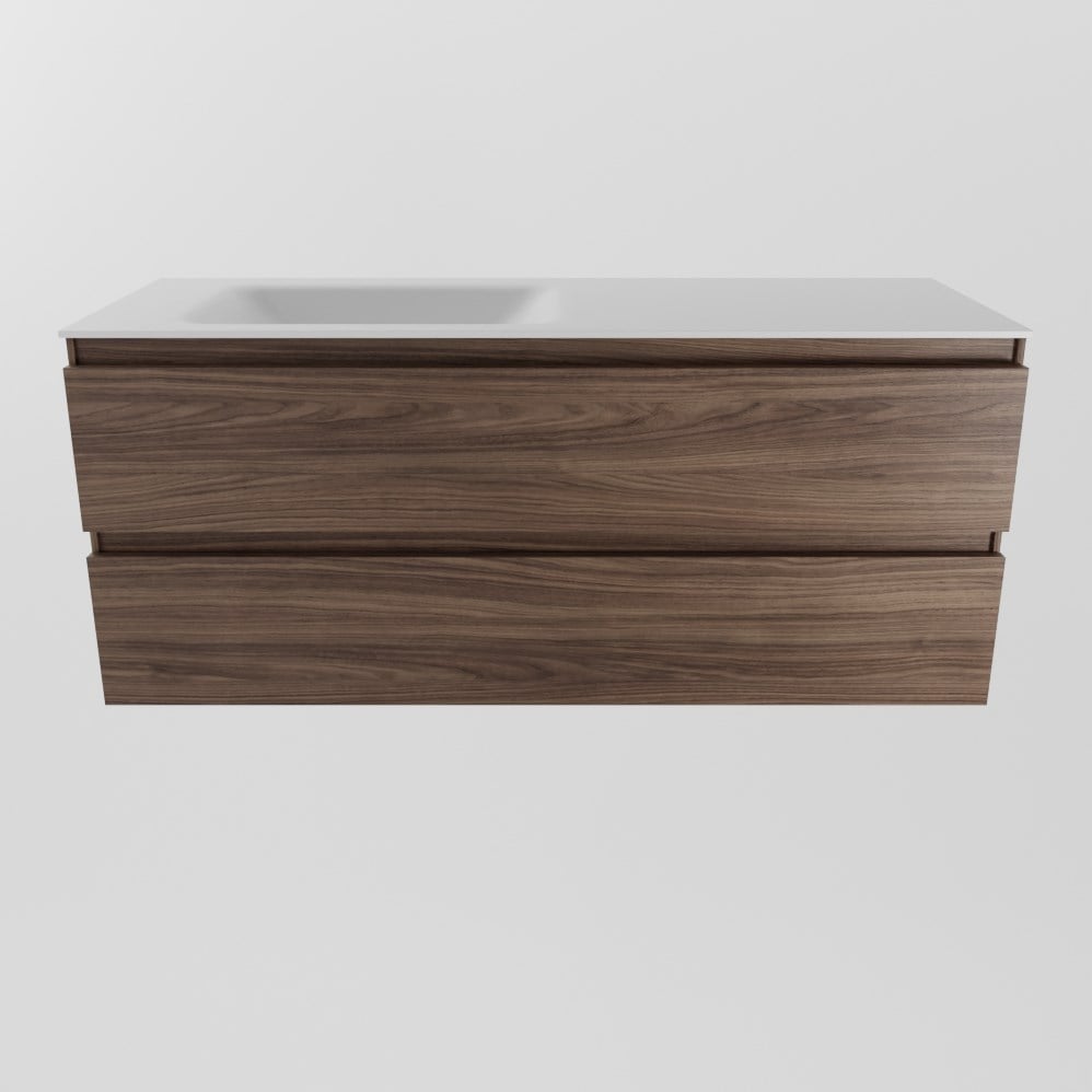 AIVY 120cm badmeubel Mocha, wastafel Talc solid surface links