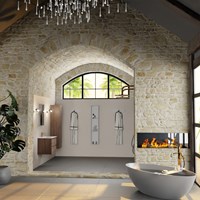 AIVY 60cm meubles de salle de bains Mocha. Lavabo Blanc brillant Céramique Centrée 1 trou pour robinetter avec Miroir.-2