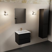 AIVY 60cm meubles de salle de bains Urban. Lavabo Blanc brillant Céramique Centrée 1 trou pour robinetter.-3