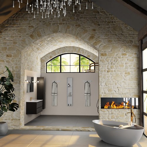 AIVY 100cm badmeubel Urban, wastafel glanzend wit keramiek midden 1 kraangat met Spiegel-2