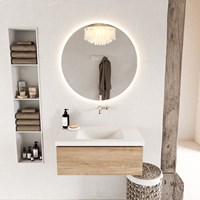 BUKLA 80cm bathroom vanity modular Washed Oak with 1 drawer. Vanity top CLOUD Center without tab hole color Talc.-3