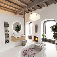 BUKLA 100cm badmöbel modular farbe Washed Oak mit 1 schublade. Einbauwaschbecken CLOUD Mittig kein hahnloch farbe Talc.-2