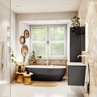 VICA 60cm badmeubel onderkast Dark Grey 2 lades. Wastafel CLOUD midden 1 kraangat, kleur Talc.-3