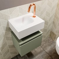ANDOR 40cm toiletmeubel army. LEX 40cm wastafel talc positie links. Met 1 kraangat-2