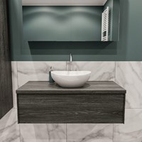 LUSH 100 badmeubel antracite 1 lades. Waskom BARCO midden 1 kraangat-2