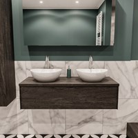 LUSH 120cm meubles de salle de bains Dark Brown 1 tiroir. Lavabo BARCO Double 2 trous robinetterie.-2