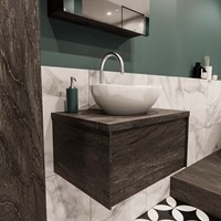 Badkamermeubel met wastafel model Lush darkbrown laag 00046-1