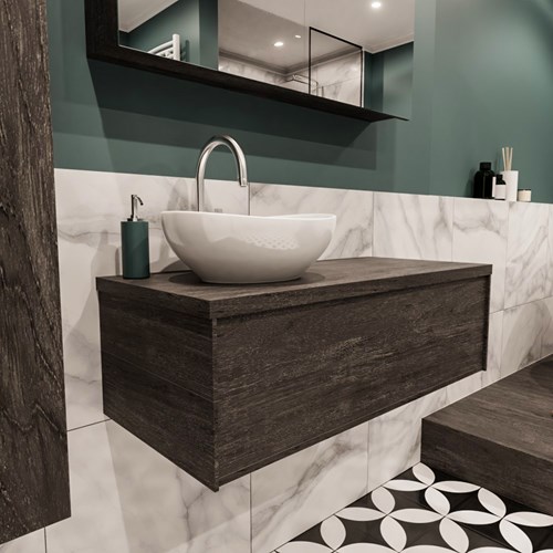 Badkamermeubel met wastafel model Lush darkbrown laag 00051-1