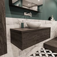 Badkamermeubel met wastafel model Lush darkbrown laag 00053-1