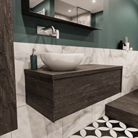 Badkamermeubel met wastafel model Lush darkbrown laag 00054-1