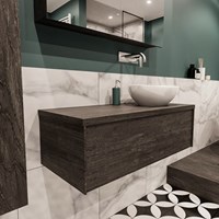Badkamermeubel met wastafel model Lush darkbrown laag 00055-1