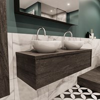 Badkamermeubel met wastafel model Lush darkbrown laag 00059-1