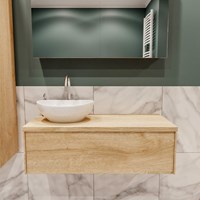LUSH 100 badmeubel washed oak 1 lades. Waskom BARCO links 1 kraangat-2