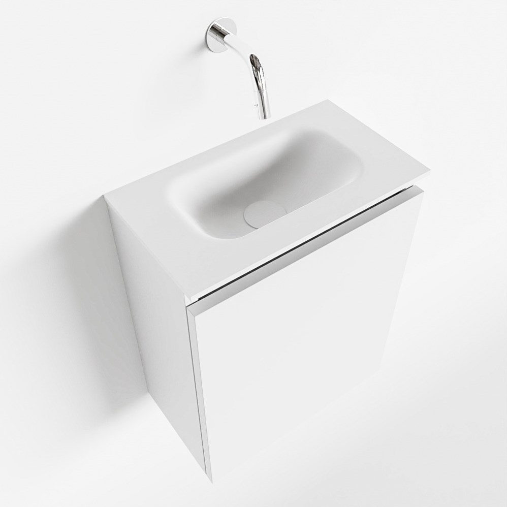 TURE 40cm toiletmeubel kleur. EDEN wastafel talc positie midden. Zonder kraangat