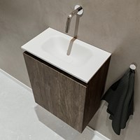 TURE 40cm cloakroom vanity set Dark Brown. Vanity top EDEN Talc position Center without tab hole.-2
