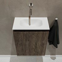 TURE 40cm cloakroom vanity set Dark Brown. Vanity top EDEN Talc position Center without tab hole.-3