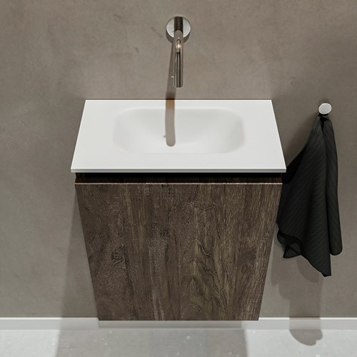 TURE 40cm cloakroom vanity set Dark Brown. Vanity top EDEN Talc position Center without tab hole.-3