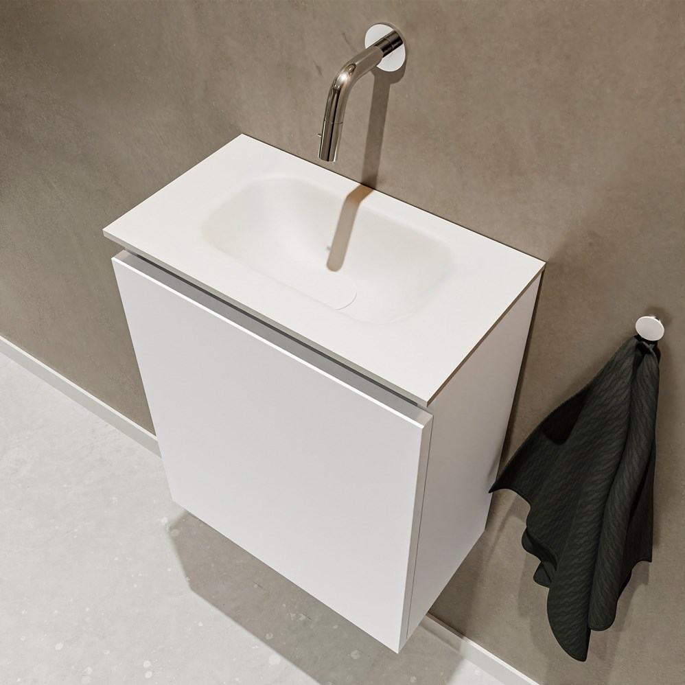 TURE 40cm toiletmeubel kleur. EDEN wastafel talc positie midden. Zonder ...