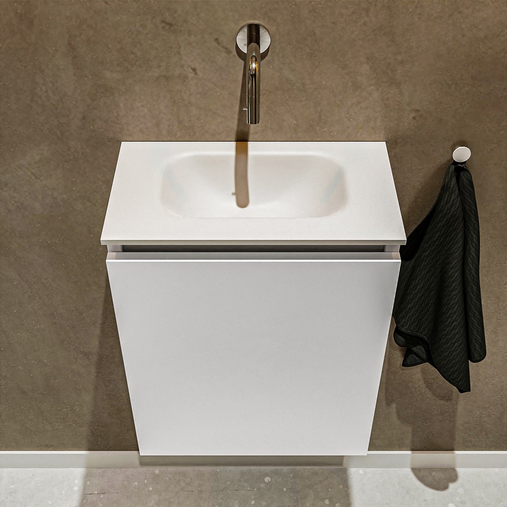 TURE 40cm toiletmeubel kleur. EDEN wastafel talc positie midden. Zonder ...