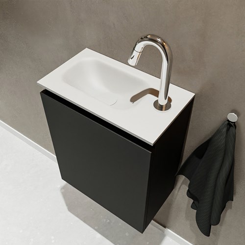 TURE 40cm toiletmeubel Urban. EDEN wastafel Talc positie Links met 1 kraangat.-2