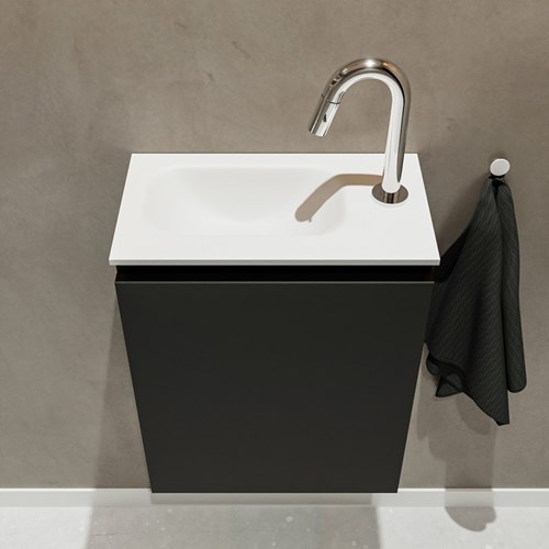 TURE 40cm toiletmeubel Urban. EDEN wastafel Talc positie Links met 1 kraangat.-3