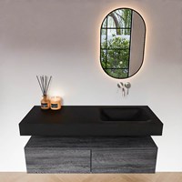 ALAN 130cm badmeubel onderkast Antracite 2 lades. Vrijhangende wastafel CLOUD Rechts zonder kraangat kleur Urban.-3