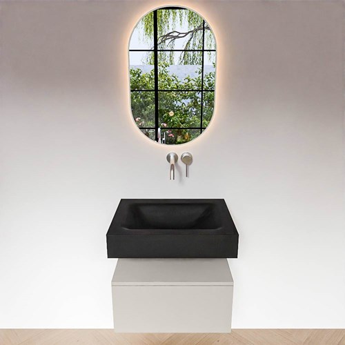 ALAN 60cm badmeubel onderkast Linen 1 lade. Vrijhangende wastafel CLOUD Midden zonder kraangat kleur Urban.-3