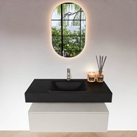 ALAN 100cm badmeubel onderkast Linen 1 lade. Vrijhangende wastafel CLOUD Midden 1 kraangat kleur Urban.-3