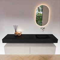 ALAN 170cm badmeubel onderkast Linen 2 lades. Vrijhangende wastafel CLOUD Rechts zonder kraangat kleur Urban.-3