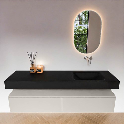 ALAN 170cm badmeubel onderkast Linen 2 lades. Vrijhangende wastafel CLOUD Rechts zonder kraangat kleur Urban.-3