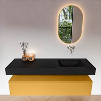 ALAN 150cm badmeubel onderkast Ocher 1 lade. Vrijhangende wastafel CLOUD Rechts zonder kraangat kleur Urban.-3