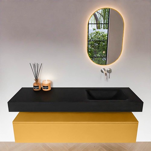 ALAN 150cm badmeubel onderkast Ocher 1 lade. Vrijhangende wastafel CLOUD Rechts zonder kraangat kleur Urban.-3