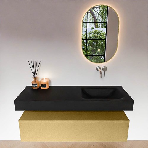 ALAN 130cm badmeubel onderkast Oro 1 lade. Vrijhangende wastafel CLOUD Rechts zonder kraangat kleur Urban.-3