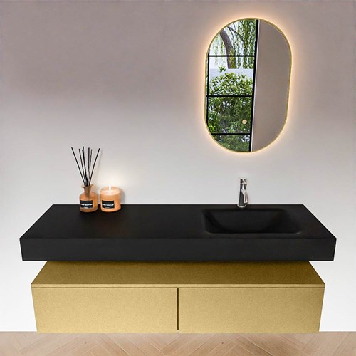 ALAN 150cm badmeubel onderkast Oro 2 lades. Vrijhangende wastafel CLOUD Rechts 1 kraangat kleur Urban.-3