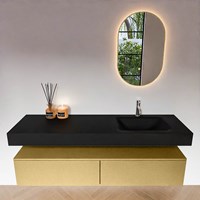 ALAN 160cm badmeubel onderkast Oro 2 lades. Vrijhangende wastafel CLOUD Rechts 1 kraangat kleur Urban.-3