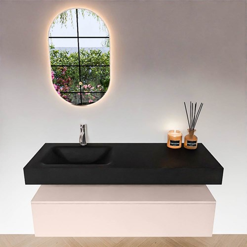 ALAN 130cm badmeubel onderkast Rosee 1 lade. Vrijhangende wastafel CLOUD Links 1 kraangat kleur Urban.-3