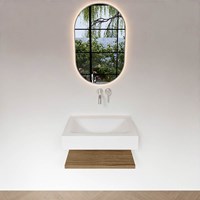 ALAN 60cm bathroom vanity Melamine shelf Chai. Wall mounted sink CLOUD Center without tab hole color Talc.-3