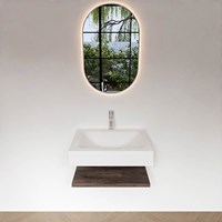 ALAN 60cm bathroom vanity Melamine shelf Dark Brown. Wall mounted sink CLOUD Center 1 tab hole color Talc.-3