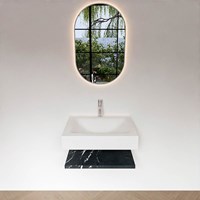 ALAN 60cm mobili da bagno Melamine mensola Marquina. Lavabo sospeso CLOUD Centro 1 foro per rubinetto colore Talc.-3