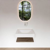 ALAN 60cm bathroom vanity Melamine shelf Mocha. Wall mounted sink CLOUD Center without tab hole color Talc.-3