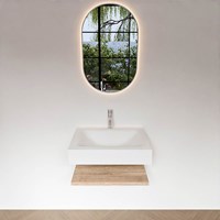 ALAN 60cm badmeubel Melamine planchet Washed Oak. Vrijhangende wastafel CLOUD Midden 1 kraangat kleur Talc.-3