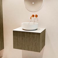 VELOR 60cm badmeubel kleur Dusk met 1 lade en 0 deuren. Waskom COSS Midden zonder kraangat kleur Talc.-2