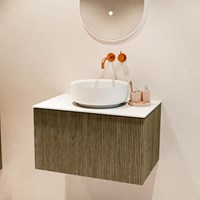 VELOR 70cm badmöbel farbe Dusk mit 1 schublade und keine tür. Aufsatzwaschbecken COSS Mittig kein hahnloch farbe Talc.-2