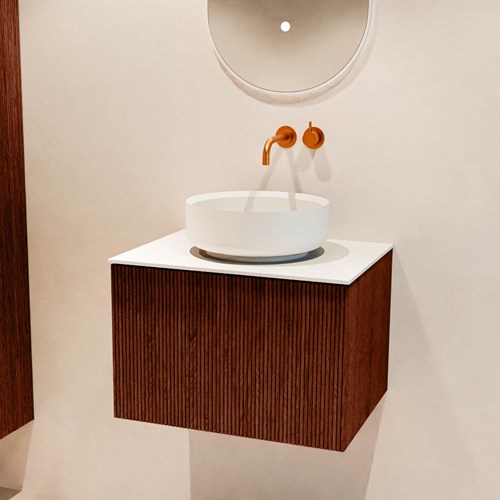 VELOR 60cm bathroom vanity set color Ruby with 1 drawer and 0 doors. Countertop basin COSS Center without tab hole color Talc.-2