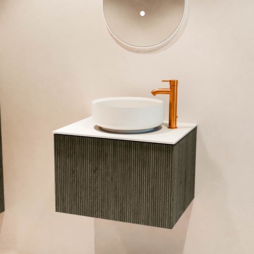 VELOR 60cm badmeubel kleur Shadow met 1 lade en 0 deuren. Waskom COSS Midden 1 kraangat kleur Talc.-2