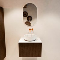 VELOR 60cm badmeubel kleur Walnut met 1 lade en 0 deuren. Waskom COSS Midden zonder kraangat kleur Talc.-3