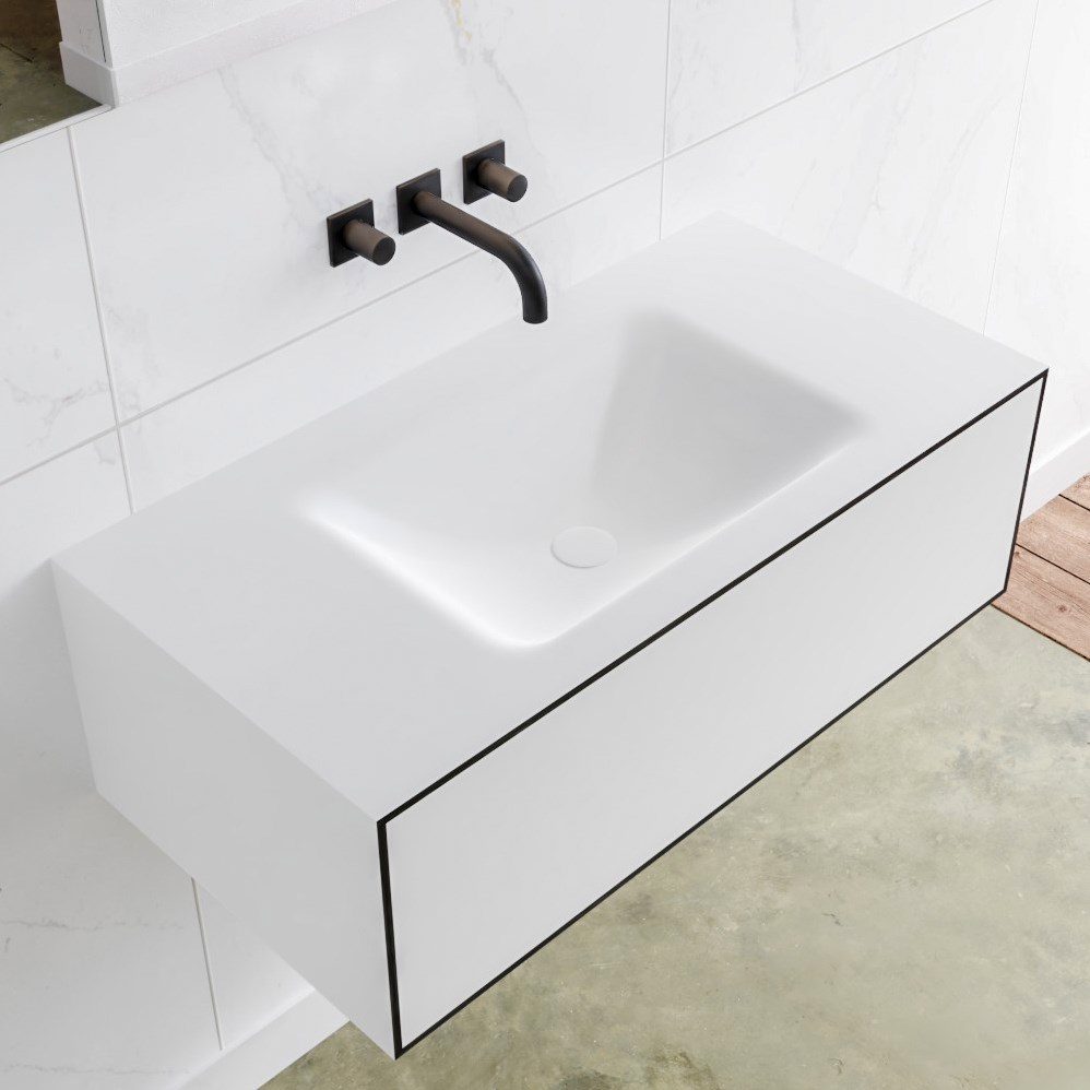 LAGOM 90 badmeubel solid urban 1 lade CLOUD midden 0 kraangaten