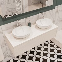 LUSH 120cm meubles de salle de bains Underlayment 1 tiroir. Lavabo BARCO Double 2 trous robinetterie.